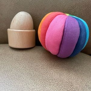 Lovevery egg and cup and rainbow soft ball